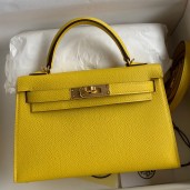 Replica 1:1 Hermes Kelly Mini II Sellier Handmade Bag In Jaune de Naples Epsom Calfskin JM698tX63