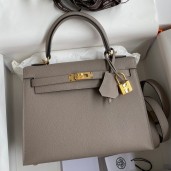 Replica AAA Hermes Kelly Sellier 25 Handmade Bag In Gris Asphalt Epsom Calfskin JM223Xr29