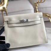 Replica Fashion Hermes Kelly Danse Handmade Bag In White Swift Leather JM1379Vw59