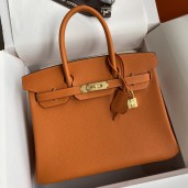 Replica Hermes Birkin 25 Handmade Bag In Orange Clemence Leather JM1314Ay93