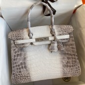 Replica Hermes Birkin 25 Retourne Bag In Himalaya Niloticus Crocodile Skin JM1024eZ32