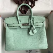 Replica Hermes Birkin 25 Retourne Handmade Bag In Vert D'eau Matte Alligator Leather JM165dK58