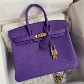 Replica Hermes Birkin 25 Retourne Handmade Bag In Violet Clemence Leather JM395Mq29