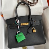 Replica Hermes Birkin 30 Retourne Handmade Bag In Black Clemence Leather JM1831pe68