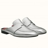 Replica Hermes Catena Mules In Silver Metallic Calfskin JM1689sD46