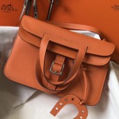 Replica Hermes Halzan 31cm Bag In Orange Clemence Leather JM1569Jh90