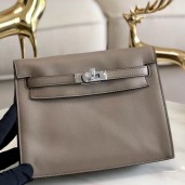 Replica Hermes Kelly Danse Handmade Bag In Grey Swift Leather JM543yP83