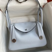 Replica Hermes Lindy 26 Handmade Bag In Blue Brume Clemence Leather JM895Ph61