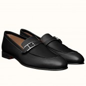 Replica Hermes Men's Monterey Loafers In Black Calfskin JM594BV51