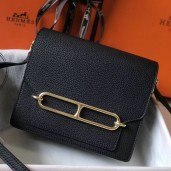 Replica Hermes Mini Sac Roulis 18cm Bag In Black Evercolor Calfskin JM1018IV87