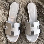 Replica Hermes Oasis Sandals In Pearl Grey Epsom Leather JM124IV87