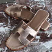 Replica Hermes Oran Sandals In Champagne Swift Leather JM87On56