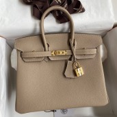 Top Hermes Birkin 25 Handmade Bag In Grey Clemence Leather JM946mg19