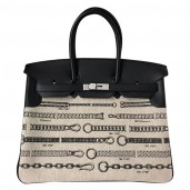 Top Hermes Birkin 35 Handbags Bag In De Camp Dechainee Toile JM1131gt75