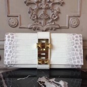 Top Hermes Medor Clutch Bag In White Crocodile Leather JM1727gt75