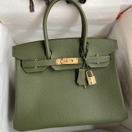 AAA Hermes Birkin 30 Retourne Handmade Bag In Canopee Clemence Leather JM1234sH79