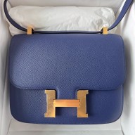 Copy Hermes Constance 24 Handmade Bag In Blue Saphir Epsom Calfskin JM708Kl59