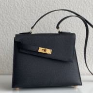 Copy Hermes Kelly En Desordre 20 Handmade Bag In Black Epsom Calfskin JM410Kl59