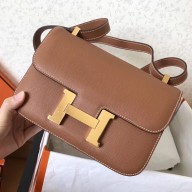 Fake Hermes Constance 24 Handmade Bag In Gold Epsom Leather JM155kU69