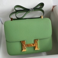 Fake Hermes Constance 24 Handmade Bag In Vert Criquet Epsom Calfskin JM453kU69