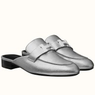 Fake Hermes Trocadero Mules In Silver Nappa Leather JM1397Bp55