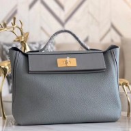 Hermes 24/24 29 Bag In Blue Glacier Clemence Calfskin JM1050Rd78