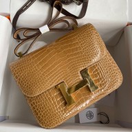 Hermes Constance 24 Handmade Bag In Beige Shiny Alligator Leather JM1108de71