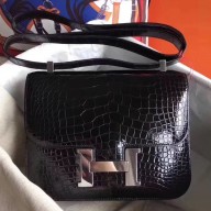 Hermes Constance 24 Handmade Bag In Black Niloticus Crocodile JM383fo19