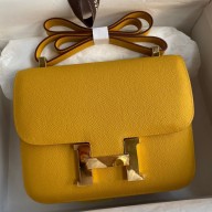 Hermes Constance 24 Handmade Bag In Jaune Ambre Epsom Calfskin JM136Np64