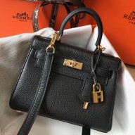 Hermes Kelly 20cm Bag In Black Clemence Leather GHW JM899zd42