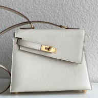 Hermes Kelly En Desordre 20 Handmade Bag In Craie Epsom Calfskin JM2019hT91