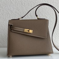 Hermes Kelly En Desordre 20 Handmade Bag In Taupe Epsom Calfskin JM1278Mw52