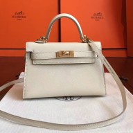 Hermes Kelly Mini II Handmade Bag In Beton Epsom Leather JM1490UO29