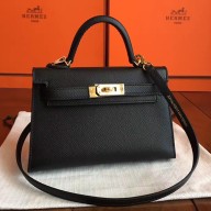 Hermes Kelly Mini II Handmade Bag In Black Epsom Leather JM1506Zf62