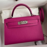 Hermes Kelly Mini II Sellier Handmade Bag In Rose Purple Epsom Calfskin JM1518aC46