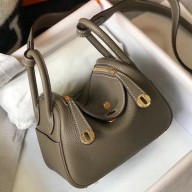 Hermes Lindy Mini Bag In Taupe Clemence Leather GHW JM1464kv47