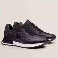 Imitation Hermes Men's Drive Sneakers In Black Leather JM831if87