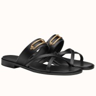 Knockoff Hermes Claire Sandals In Black Calfskin JM1697jI43