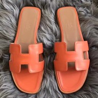 Knockoff Hermes Oran Sandals In Orange Swift Leather JM1017aP53