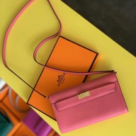 Luxury Replica Hermes Kelly Classique To Go Wallet In Rose Lipstick Epsom Calfskin JM765CF36