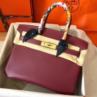 Replica Hermes Birkin 30 Handmade Bag In Bordeaux Epsom Leather JM1357dK58