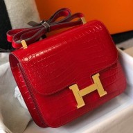 Replica Hermes Constance 24cm Bag In Red Embossed Crocodile JM1135nB47