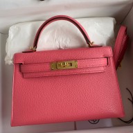 Replica Hermes Kelly Mini II Sellier Handmade Bag In Rose Lipstick Chevre Mysore Leather JM1189Va47