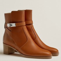 Copy Hermes Frenchie 50mm Ankle Boots In Brown Calfskin JM1436Qa65