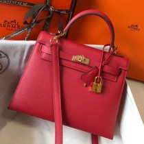 Hermes Kelly 25cm Sellier Bag In Red Epsom Leather JM21qx37