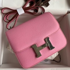 AAA Hermes Constance 18 Handmade Bag In Pink Epsom Calfskin JM1157eP47