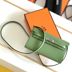 AAAAA Hermes Kelly Classique To Go Wallet In Vert Criquet Epsom Calfskin JM1384ot71