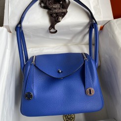 AAAAA Hermes Lindy 26 Handmade Bag In Blue Electric Clemence Leather JM159ea89