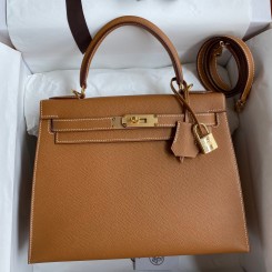 AAAAA Replica Hermes Kelly Sellier 28 Handmade Bag In Gold Epsom Calfskin JM1639cd87