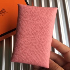 Best 1:1 Hermes Calvi Card Holder In Pink Epsom Leather JM280em76